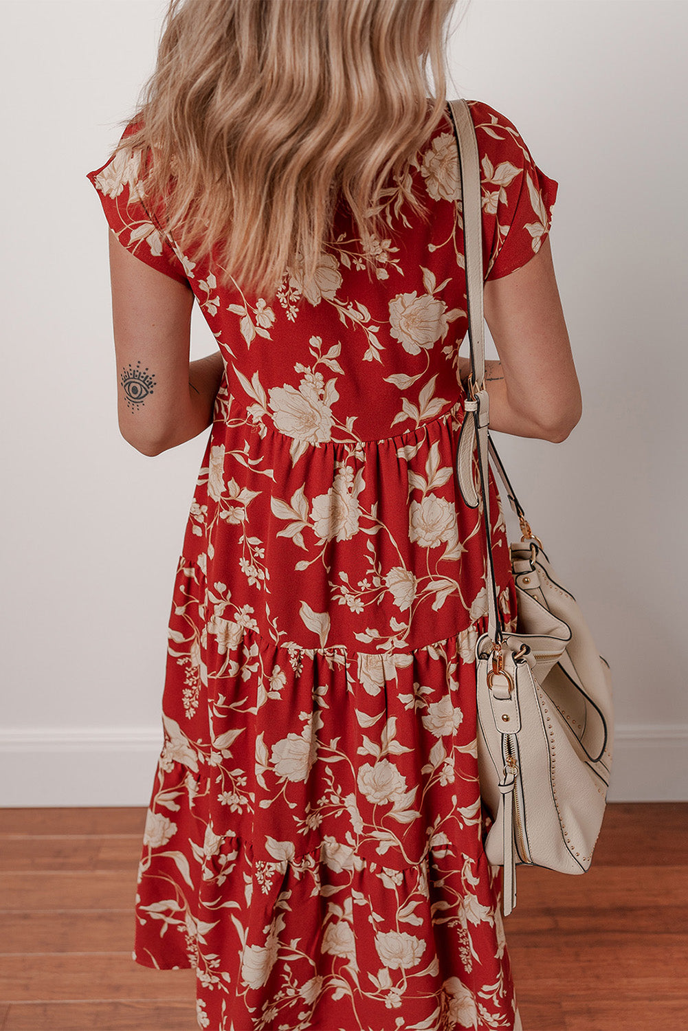 Floral Print Tiered Midi Dress