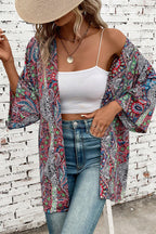 Red Paisley Print Kimono