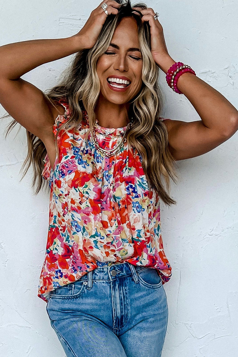 Frilled Neck Boho Tank Top