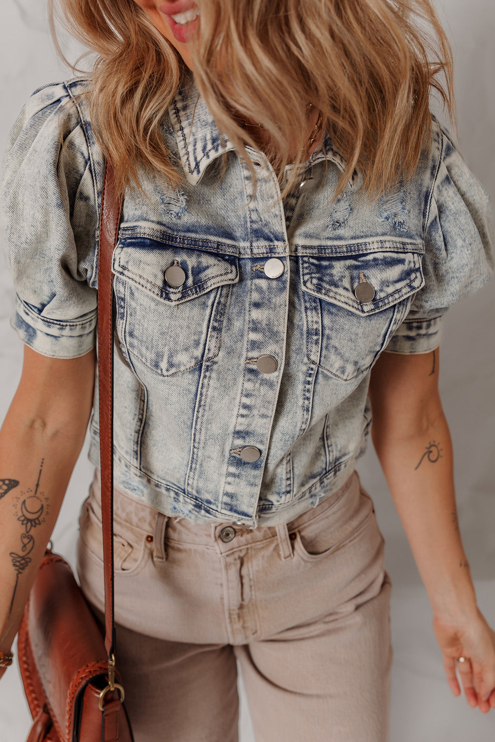 Blue Light Wash Buttoned Denim Jacket
